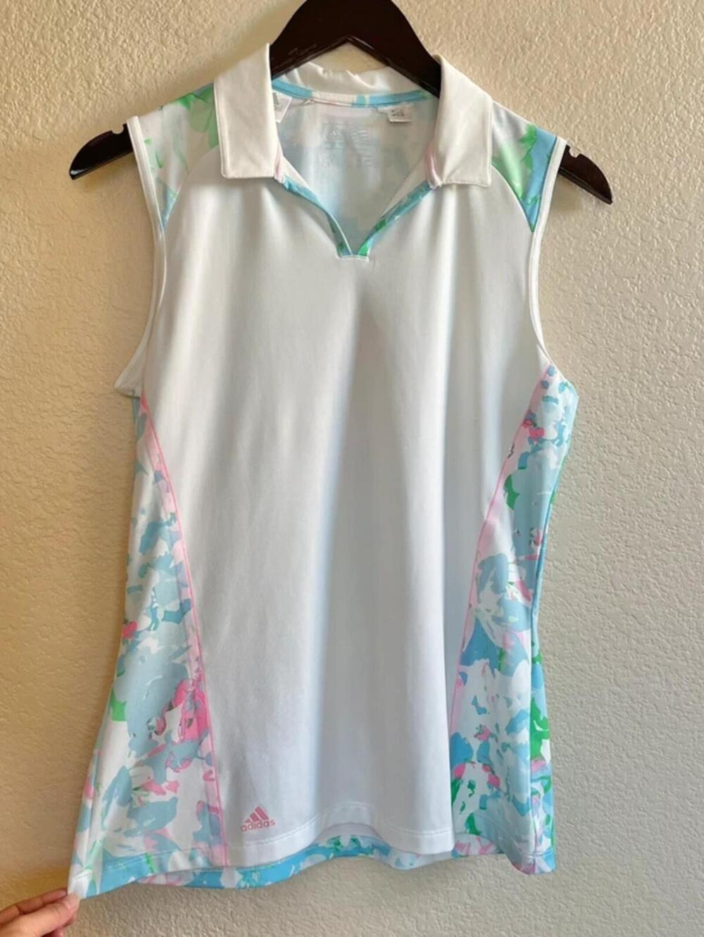 Adidas printed back polo sports top